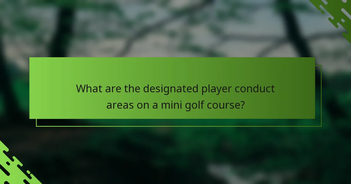 What are the designated player conduct areas on a mini golf course?