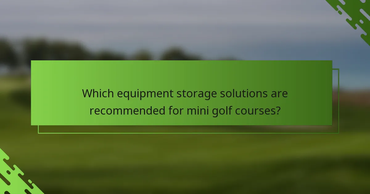 Which equipment storage solutions are recommended for mini golf courses?